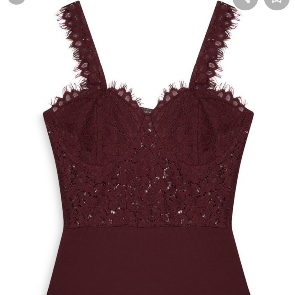 NWT Burgandy Eyelash Lace Bodysuit lingerie
